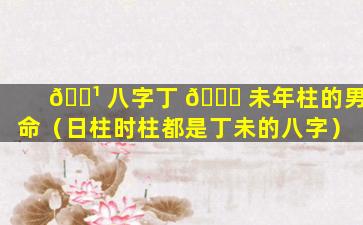 🌹 八字丁 🐋 未年柱的男命（日柱时柱都是丁未的八字）